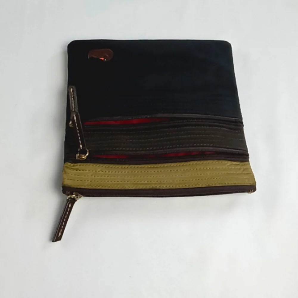 Dooney & Bourke Black and Olive Green Wristlet Clutch